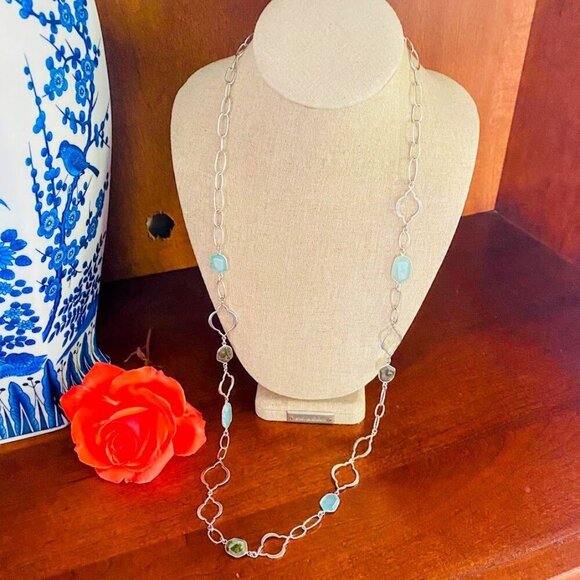 Stella & Dot SILVER Arabesque Labradorite Link Necklace - Picture 7 of 8